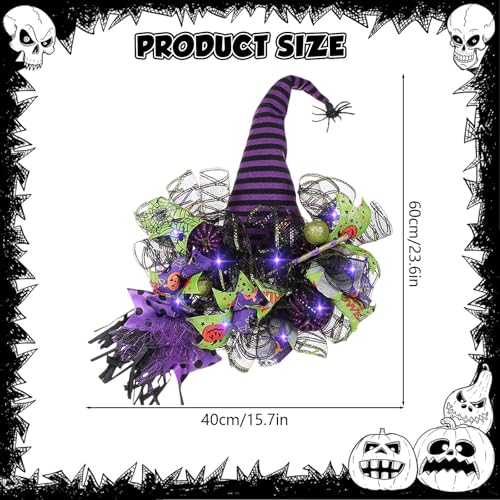 Spooky Halloween Wreath with Purple Lights