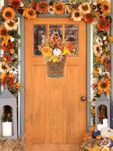 Fall Peony Pumpkin Wall Hanging Basket Wreath