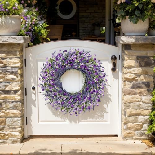 26 Inch Purple Lavender Wreath for Front Door Wedding Farmhouse