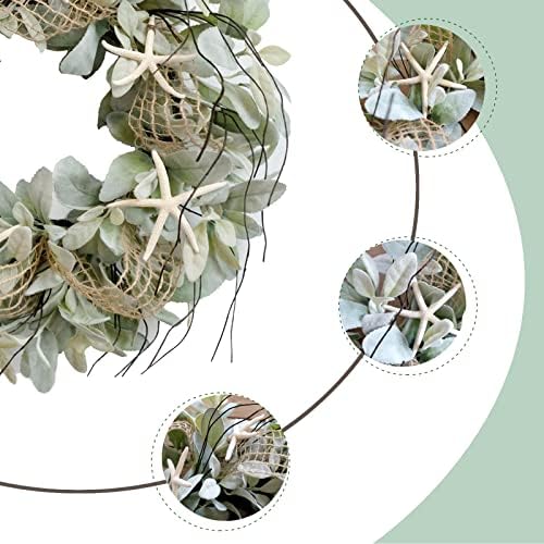 18 Inch Green Lambs Ear Wreath With Starfish