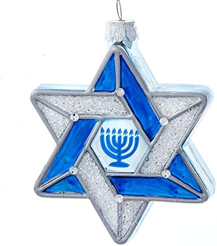 Kurt Adler 4 Inch Noble Gems Glass Star of David Ornament