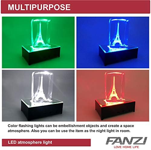 FANZI LED Rectangular Light Display Base for Crystals and Glass Art - Black