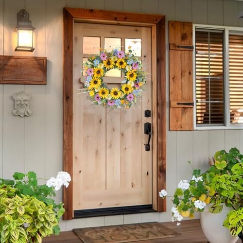 GTIDEA Summer Sunflower Wreath 22 Inch Decor