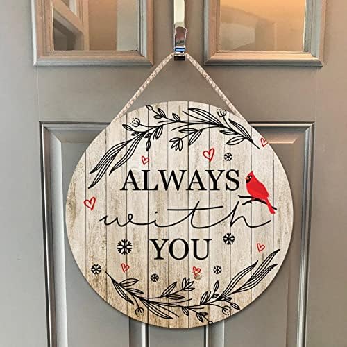Farmhouse Front Door Hanger with Red Birds Quote 10x10 Wood Sign