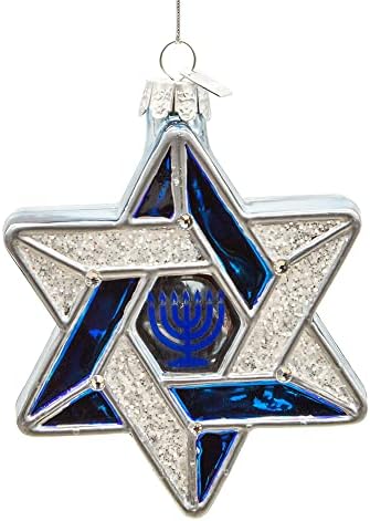 Kurt Adler 4 Inch Noble Gems Glass Star of David Ornament