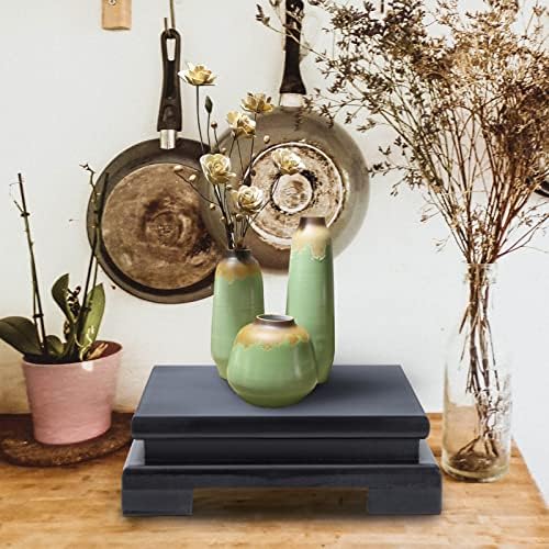 Black Wood Pedestal Stand 2Pack for Vase Display