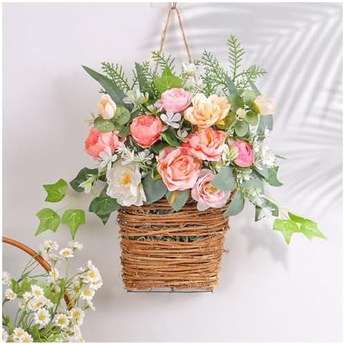 Cream Hydrangea Door Hanger Basket Wreath 1