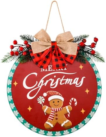 Gosknor Christmas Wreath Hanging Sign for Front Door