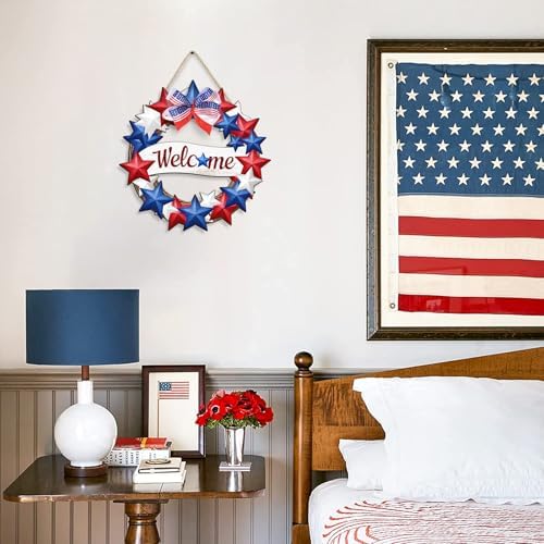 COLOR VALLEY ART Patriotic Wreath Welcome Sign