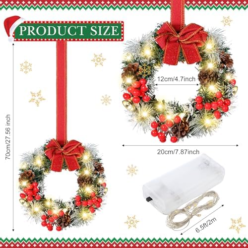 6 Pcs Cabinet Wreath with Lights Christmas Decor