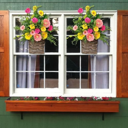 Cream Hydrangea Door Hanger Basket Wreath