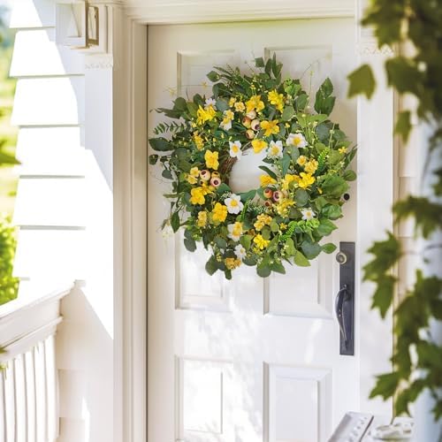 Spring Summer Artificial Wreath for Front Door