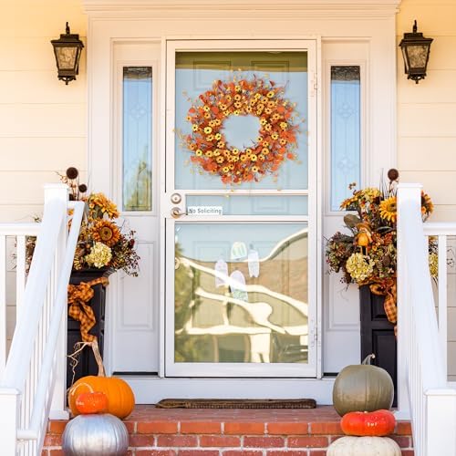 Autumn Harvest Wreath 24 Fall Daisy Door Decor