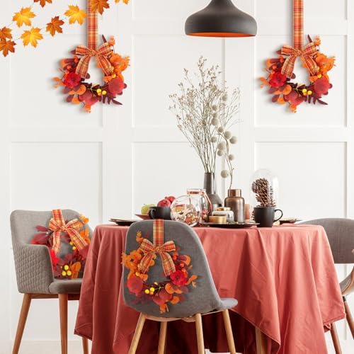 Syhood 2 Pcs 9 Inch Mini Fall Wreath Set