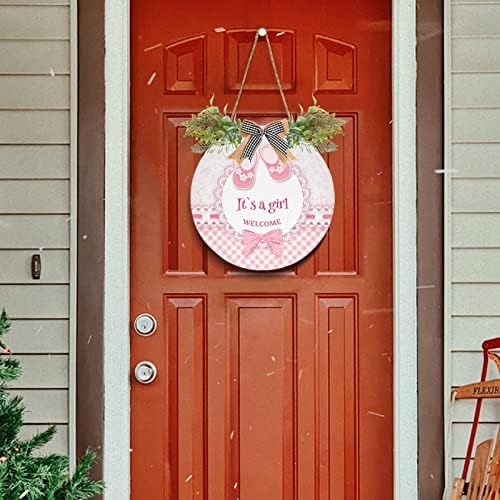 Exnundod Welcome Girl Wreath Door Hanger 12in