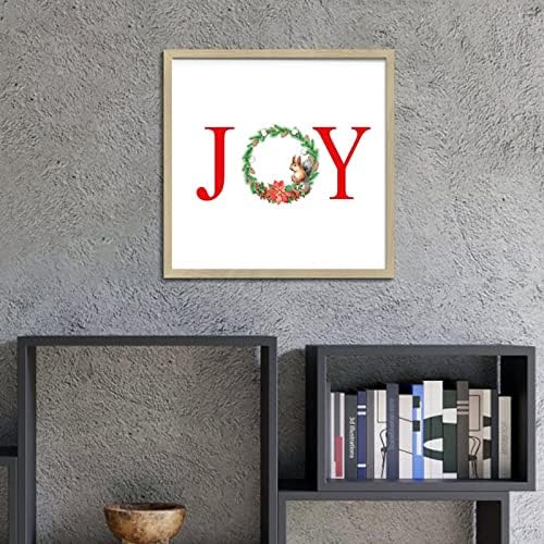 Joy Christmas Door Wreath Framed Sign 12x12in