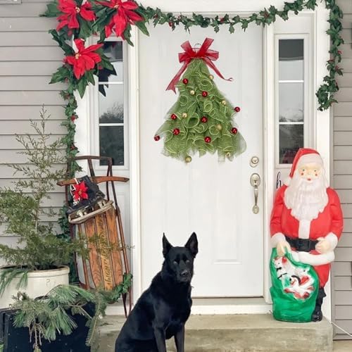 POTRUWE Handmade Christmas Tree Wreath for Front Door