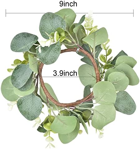 Artificial Eucalyptus Leaves Wreath 9 Inch Farmhouse Decor