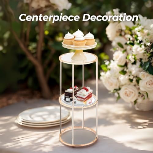 2PCS 2 Tier Round Gold Cake Stand for Party
