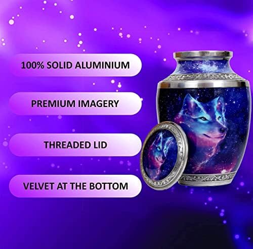 HLC Cosmic Galaxy Wolf Cremation Urn - 200 lbs