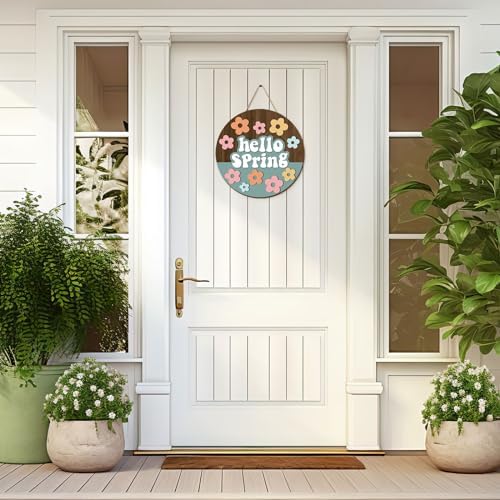 Whaline Hello Spring Wooden Door Hanger Sign