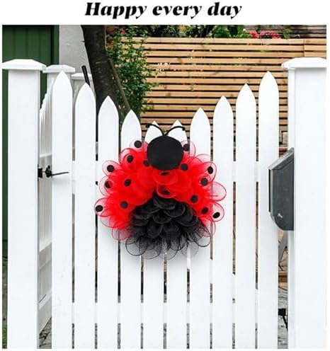1496 Inch Ladybug Mesh Door Wreath Red Black