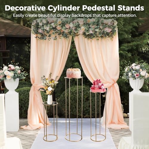Homaisson 3pcs Metal Cylinder Pedestal Stand for Party