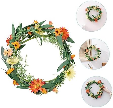 Realistic Chrysanthemum Wreath Christmas Door Hanging Decor