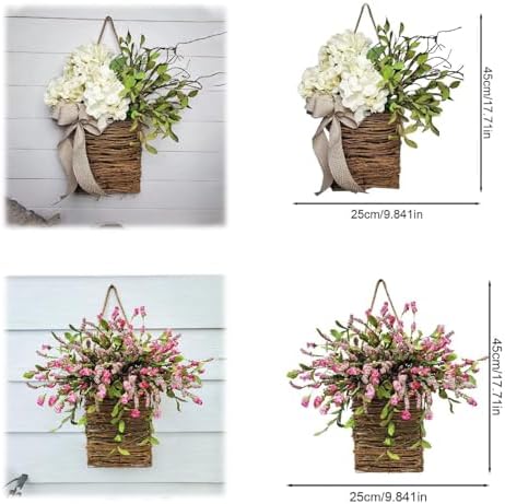 Cream Hydrangea Door Hanger Basket Wreath 1