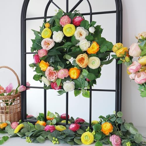 24 Inch Artificial Wreath for Front Door and Wall