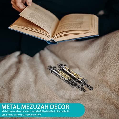 Metal Mezuzah Scroll Pewter Plaque for Jewish Door Blessing