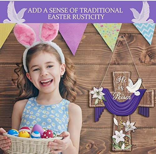 BBTO Easter Door Sign He Is Risen Hanging Decor