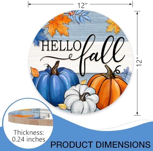 Deroro Fall Pumpkin Door Sign with Maple Leaves Stripes Wood Hanger