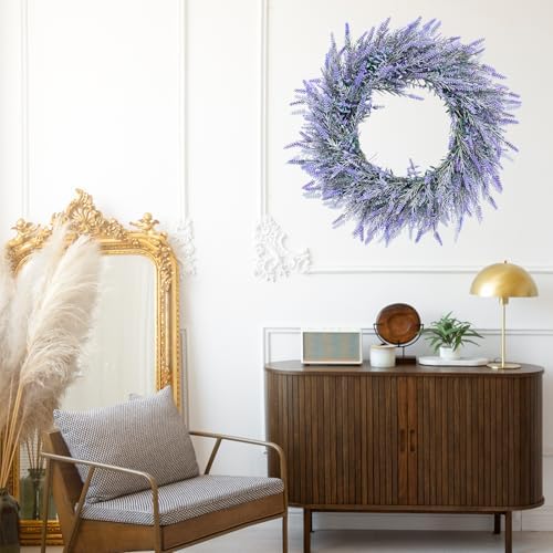 20 Inch Artificial Lavender Wreath with Hanger