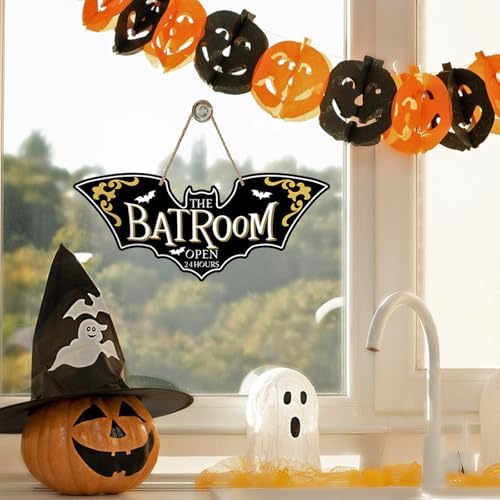 Halloween Bat Room Open 24 Hours Door Sign
