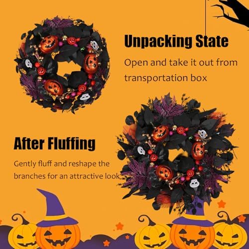 24 inch Glitter Halloween Wreath Outdoor Decor