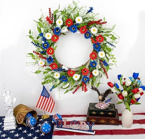 22 Inches Patriotic Wreath for Front Door and Wall