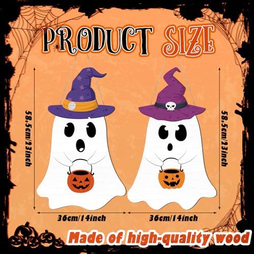 Shellwei 2 Pcs Halloween Welcome Sign Ghost Door Decoration
