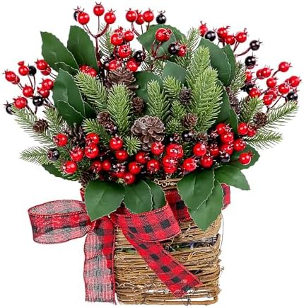 Christmas Door Wreath with Berries and Pine Cones