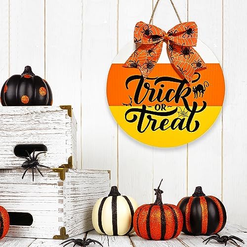 Trick or Treat Halloween Door Sign with Spider Web Pattern