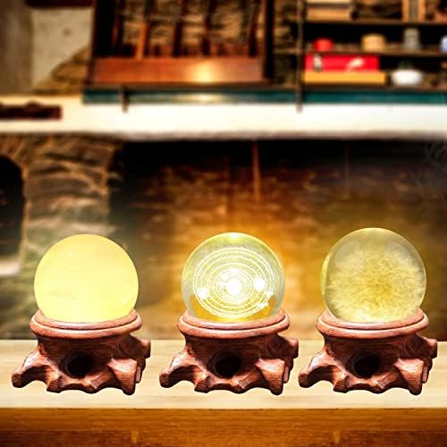 JOJOCY 2Pcs LED Round Wooden Display Base Stand