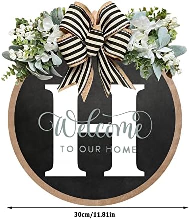 Unique Initial Last Name Round Front Door Wreath with Bow 1