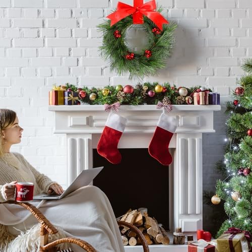 Lyrow 24 Pcs 6 Inch Christmas Wreath Set