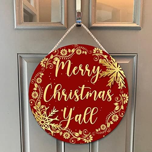 Farmhouse Front Door Hanger Christmas Gold Wreath Decoration 1