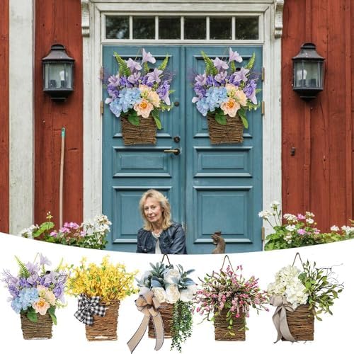 18 Inch Hydrangea Wreath Front Door Basket