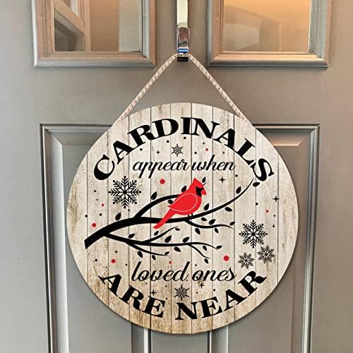 Farmhouse Front Door Hanger with Red Birds Wood Sign