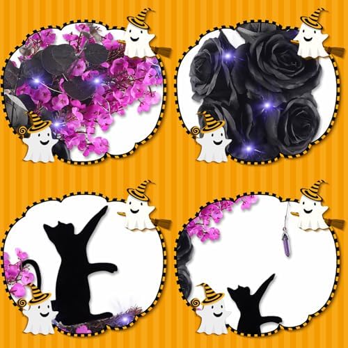 MyCoats Black Halloween Door Wreath with LED Light
