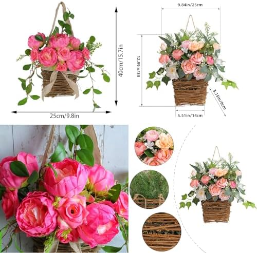 Cream Hydrangea Door Hanger Basket Wreath 1