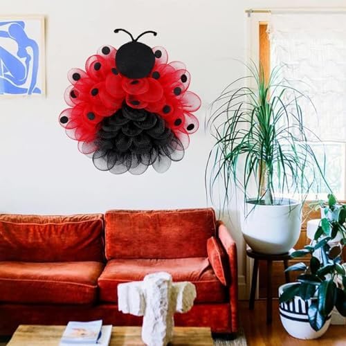 15-Inch Ladybug Door Wreath Decor