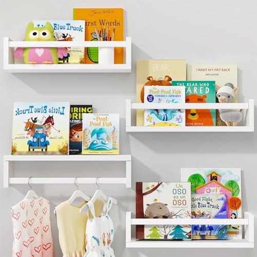 Fixwal Floating Book Shelves Set of 4 for Nursery